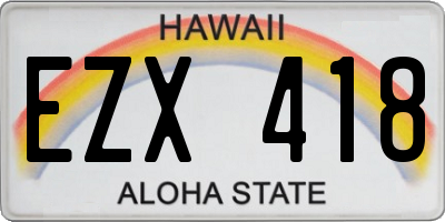 HI license plate EZX418