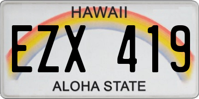HI license plate EZX419