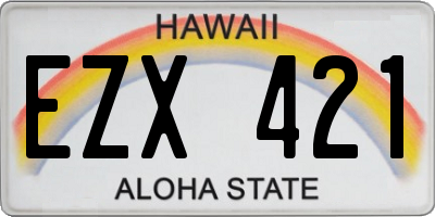 HI license plate EZX421