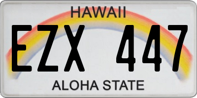 HI license plate EZX447