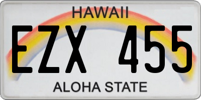 HI license plate EZX455
