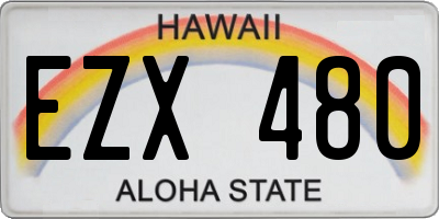 HI license plate EZX480