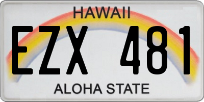 HI license plate EZX481