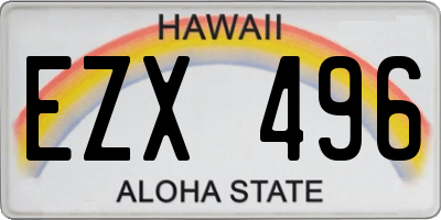 HI license plate EZX496