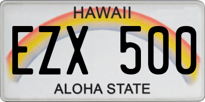 HI license plate EZX500