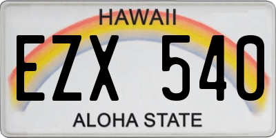 HI license plate EZX540