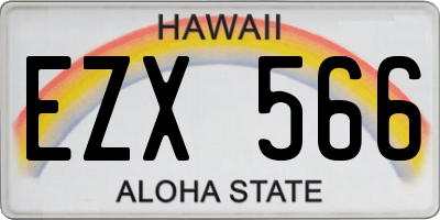 HI license plate EZX566