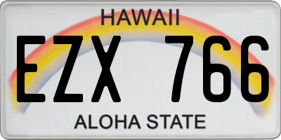 HI license plate EZX766