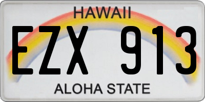 HI license plate EZX913