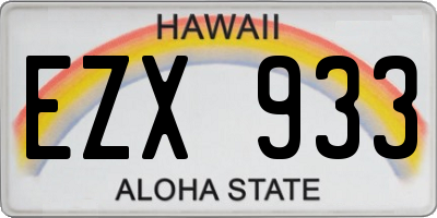 HI license plate EZX933
