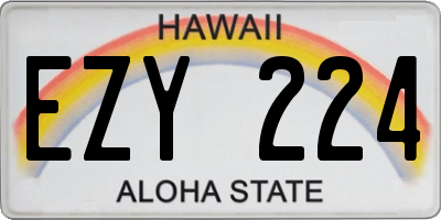 HI license plate EZY224