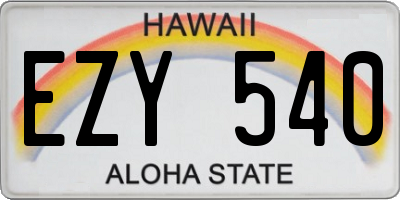 HI license plate EZY540