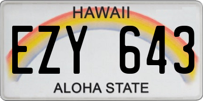 HI license plate EZY643