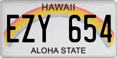 HI license plate EZY654