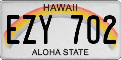 HI license plate EZY702