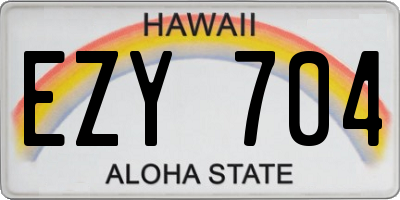 HI license plate EZY704