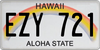 HI license plate EZY721