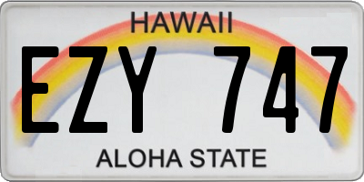 HI license plate EZY747