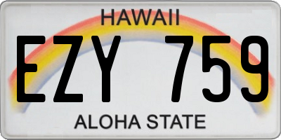 HI license plate EZY759