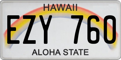 HI license plate EZY760