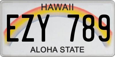 HI license plate EZY789