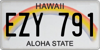 HI license plate EZY791