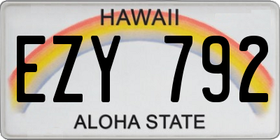 HI license plate EZY792