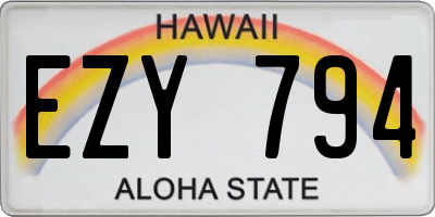 HI license plate EZY794