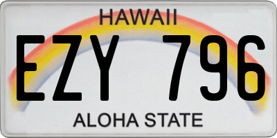 HI license plate EZY796