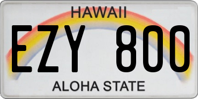 HI license plate EZY800