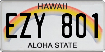HI license plate EZY801