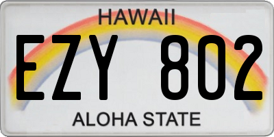 HI license plate EZY802