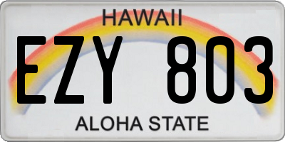 HI license plate EZY803