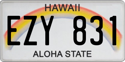 HI license plate EZY831