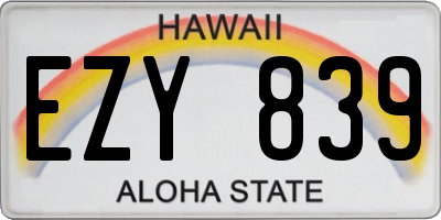 HI license plate EZY839