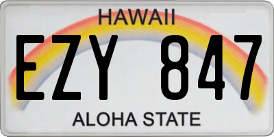 HI license plate EZY847
