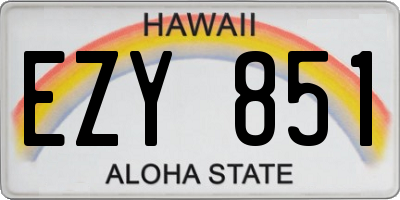 HI license plate EZY851