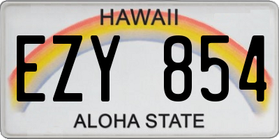 HI license plate EZY854