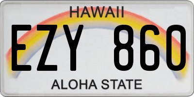 HI license plate EZY860