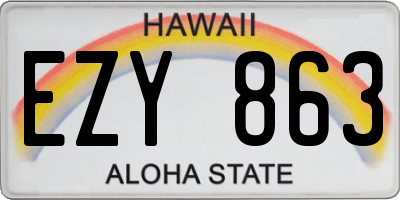 HI license plate EZY863