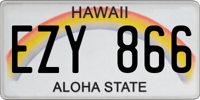 HI license plate EZY866