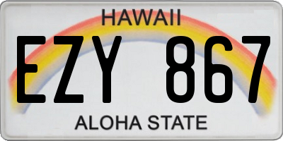 HI license plate EZY867