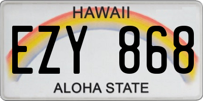 HI license plate EZY868