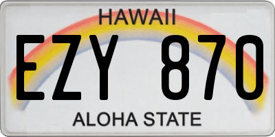 HI license plate EZY870