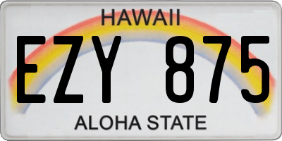 HI license plate EZY875