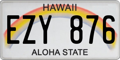 HI license plate EZY876