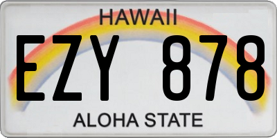 HI license plate EZY878