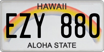 HI license plate EZY880