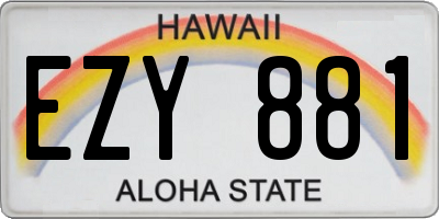 HI license plate EZY881