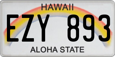 HI license plate EZY893